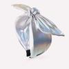 Metallic Wide Top Knot Hair Hoop Iridescent Rainbow Foil Metallic Bow Headband  For Women