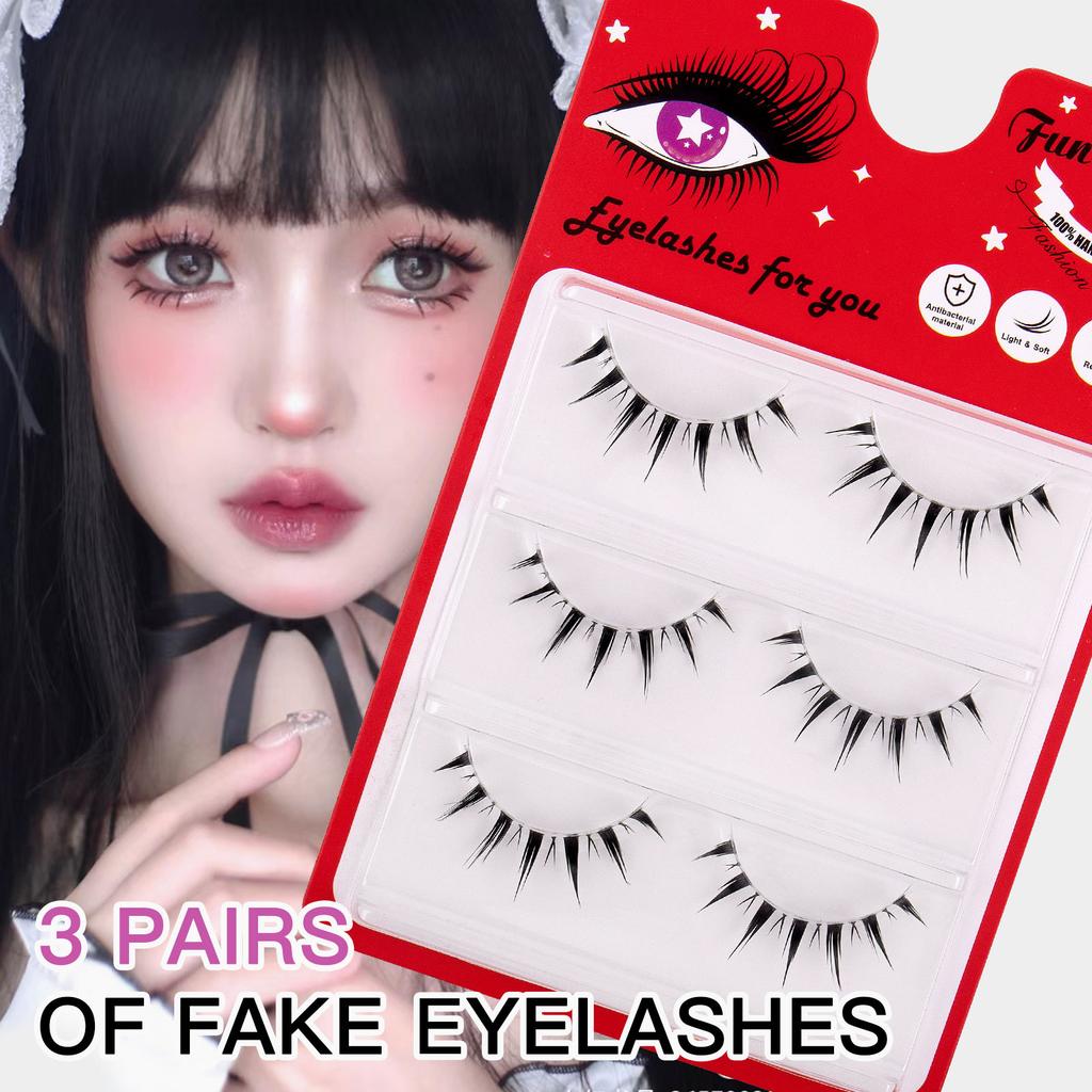 3 Pairs Of Transparent Stem Barbie Comic Eye False Eyelashes Simulation Curled Natural Fairy Lower Eyelashes Eyelashes