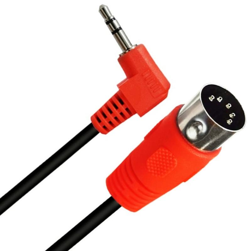 50cm/150cm Long 3.5mm TRS Male to 5Pin DIN Male Cable 90 Degree Angle for Keyboards Piano Drum Sound Recording Device