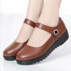 Fashion Women's Wedge Shoes Women Ankle Strap Casual Flat Shoes Woman Work Office Pumps Comfort Genuine Leather Shallow Mouth Mom Shoes