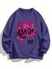 Amor Anoer Cover Printed Woman All-Match Loose Sweatshirt Fleece Casual Pullover Hip Hop Y2K Clothing Autumn Warm Sportswear