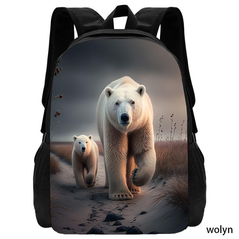 Polar bear pattern simple and cute backpack student schoolbag computer bag