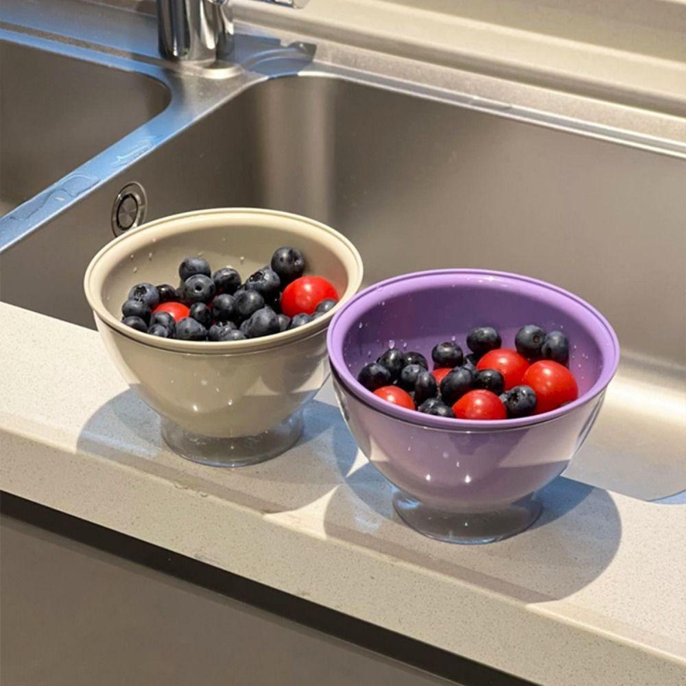 2Pcs Easy Cleaning Mini Fruit Basket Stackable Fruit Storage Containers Fruit Drain Bowl  Kitchen