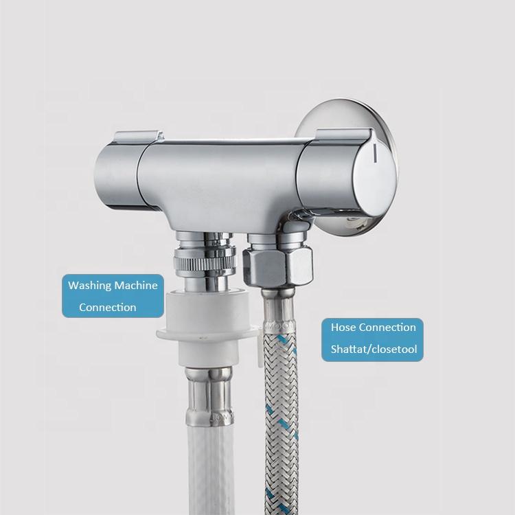 Luxury Bathroom Toliet Shattaf 3 Way Angle Valve Diverter Valve With Double Switch