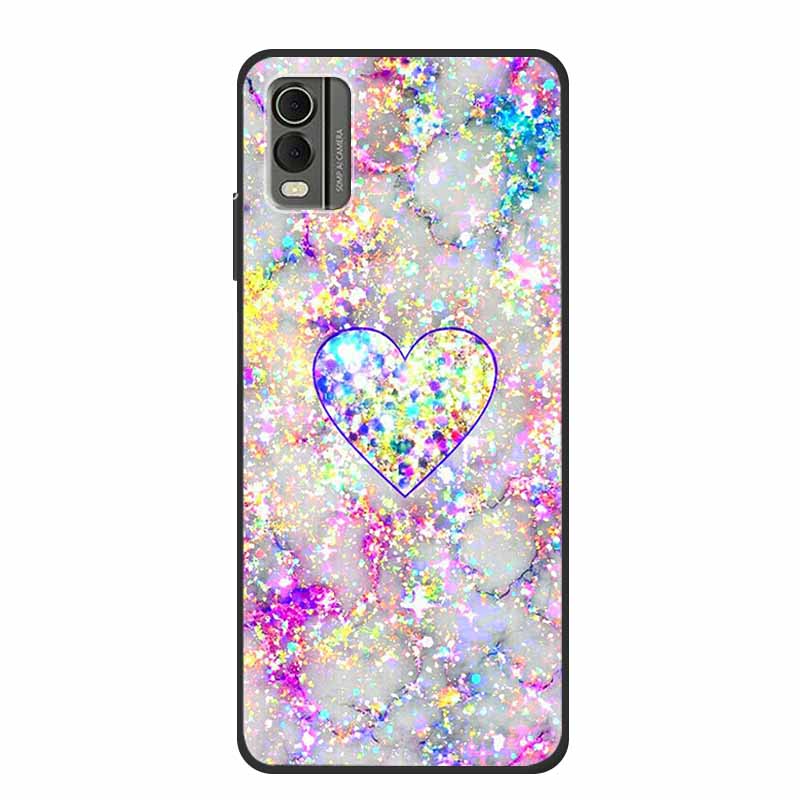 Pentru husă Nokia C32 6,5" Husă spate din silicon moale TPU de lux Carcase pentru telefon pentru NokiaC32 Protector drăguț Rezistent la șocuri Flori Capa