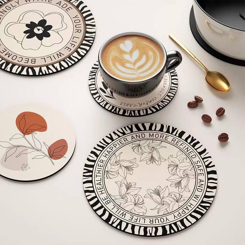 Retro Coaster Waterproof Round Dining Table Mat Oil Proof Plate Pad Water Cup Pad Home Decor Desktop Insulation Heat Pot Mat