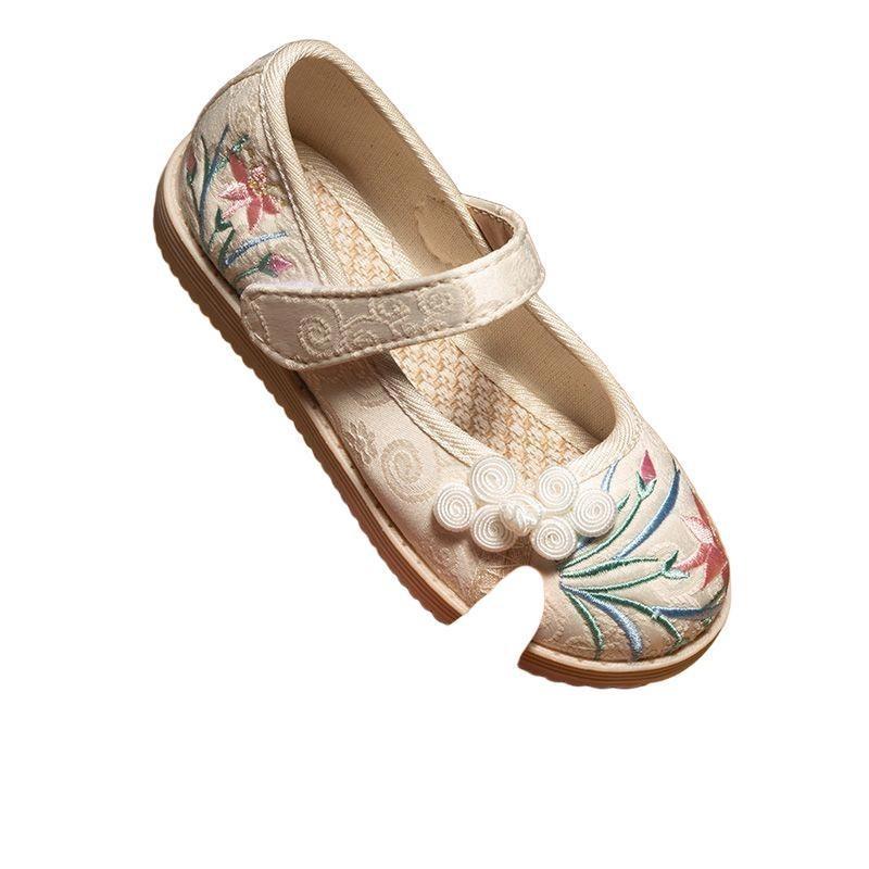 Children's Hanfu Shoes Cloth Shoes Handmade Baby Chinese Ancient Clothing Ancient Style Girls Embroidered Shoes Summer Spring and Autumn