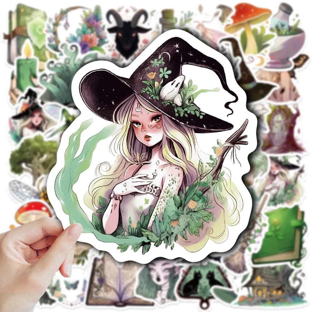 10/30/50pcs Retro Cartoon Forest Witches Graffiti Stickers Gothic Waterproof Decal DIY Skateboard Laptop Motorcycle Cool Sticker
