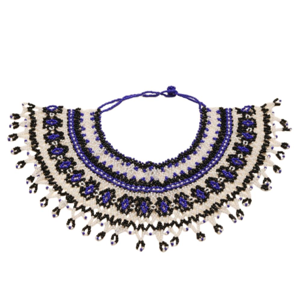 Ethnic Style Bead Chunky Necklace Bohemian Mesh Bib Collar Woven Choker Necklace Women Jewelry