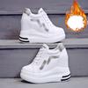 Fashion Women's Platform Sneakers 11CM Autumn Hidden Heel Casual White Sneakers For Woman Chunky Shoes High Heels Female Sneaker Shoes