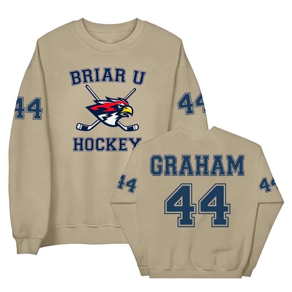 Crewneck Sweatshirt with Graphic Lettering and Sports Emblem Pullover for Casual Wear Comfortable Fit and Durable Fabric