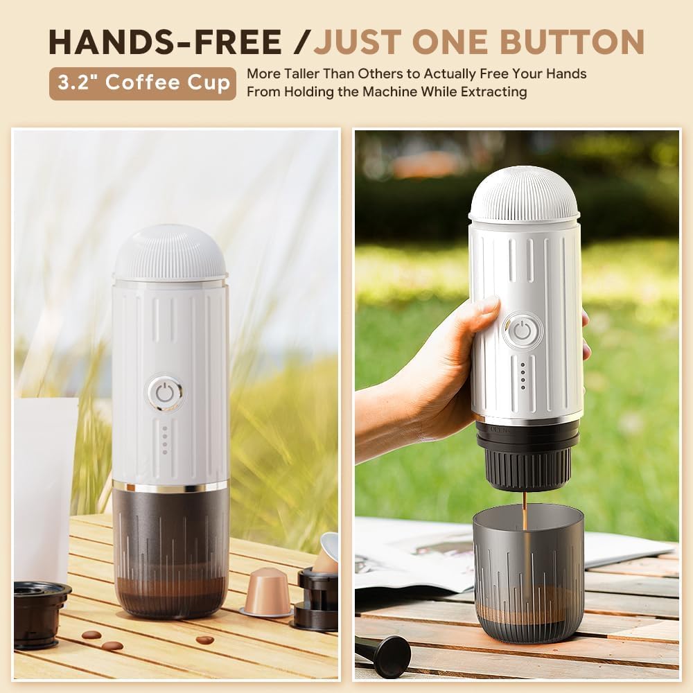 Portable Electric Espresso Coffee Maker Wireless heating 2 IN 1 Extraction Machine Support Ground Coffee and NS capsule