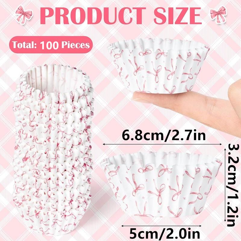 100 ks Mini Růžová Mašlička Papírové Košíčky na Dort Pečení Muffin Dort Čokoládové Košíčky Kelímky Párty Podnos Forma na Dort Dekorační Nástroj