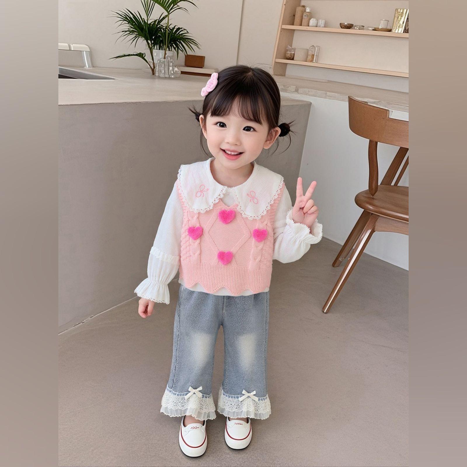 

Детский повседневный комплект с длинным рукавом, удобные наряды для повседневной носки 90 розовый