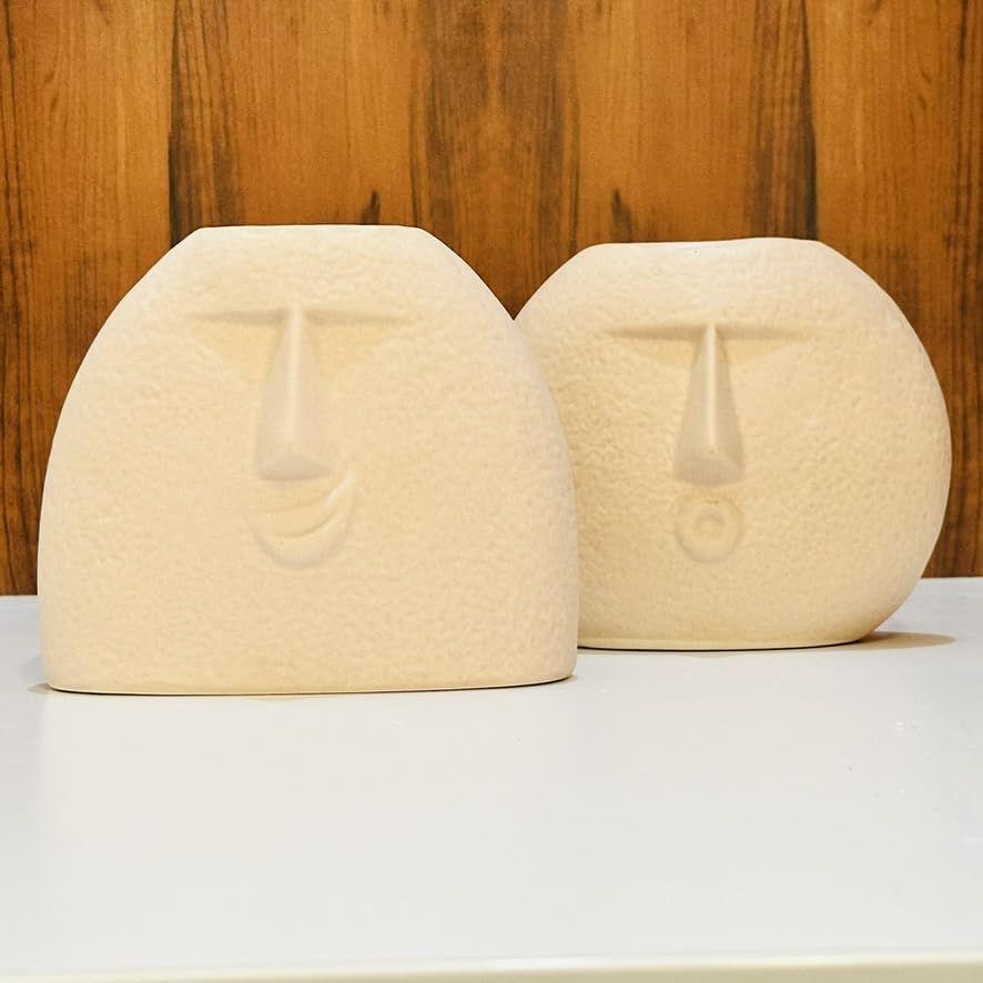 Modern Decorative Blowing Face Ceramic Vase for Home Décor | Centerpieces | Kitchen | Office or Living RoomCeramic Flower Vase