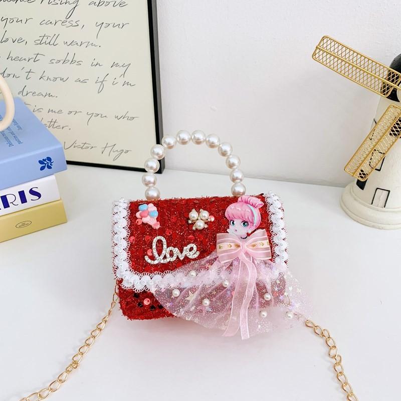 Lightweight Pearl Charming Shoulder Bag For Girls Featuring Cute Princess Design