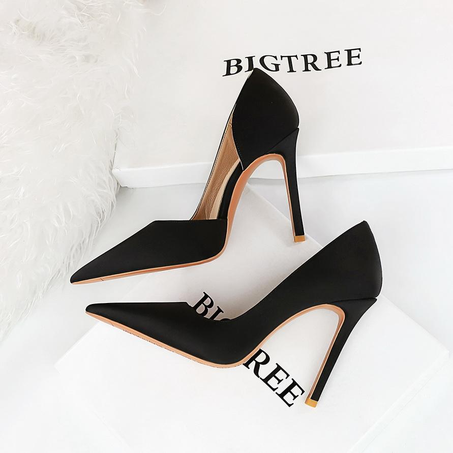 Fashion Plus Size 43 Women 10.5cm High Heels Wedding Bridal Dress Silk Satin Pumps Lady Orange-Red Green Escarpins Nightclub Party Shoes