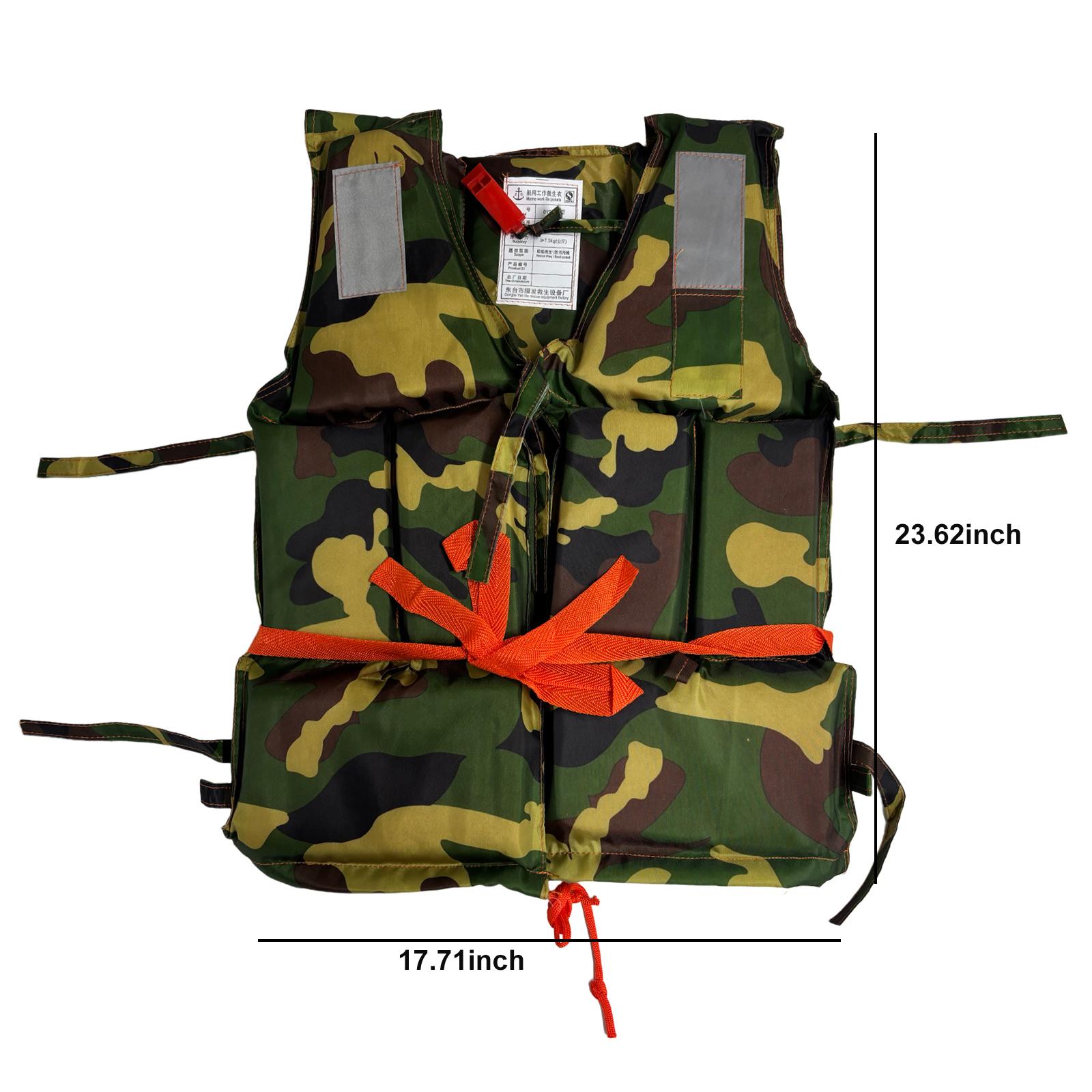 Adult Life Jacket Buoyancy Aid Polyester Floating Foam Fishing Swimming Life Vest for Water Rescue Surfing and Boating Kayak армия зеленый