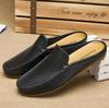 Summer Slip On Half Shoes For Men Leather Slippers Casual Mules Breathable Comfy Loafers Moccasins White Black Blue