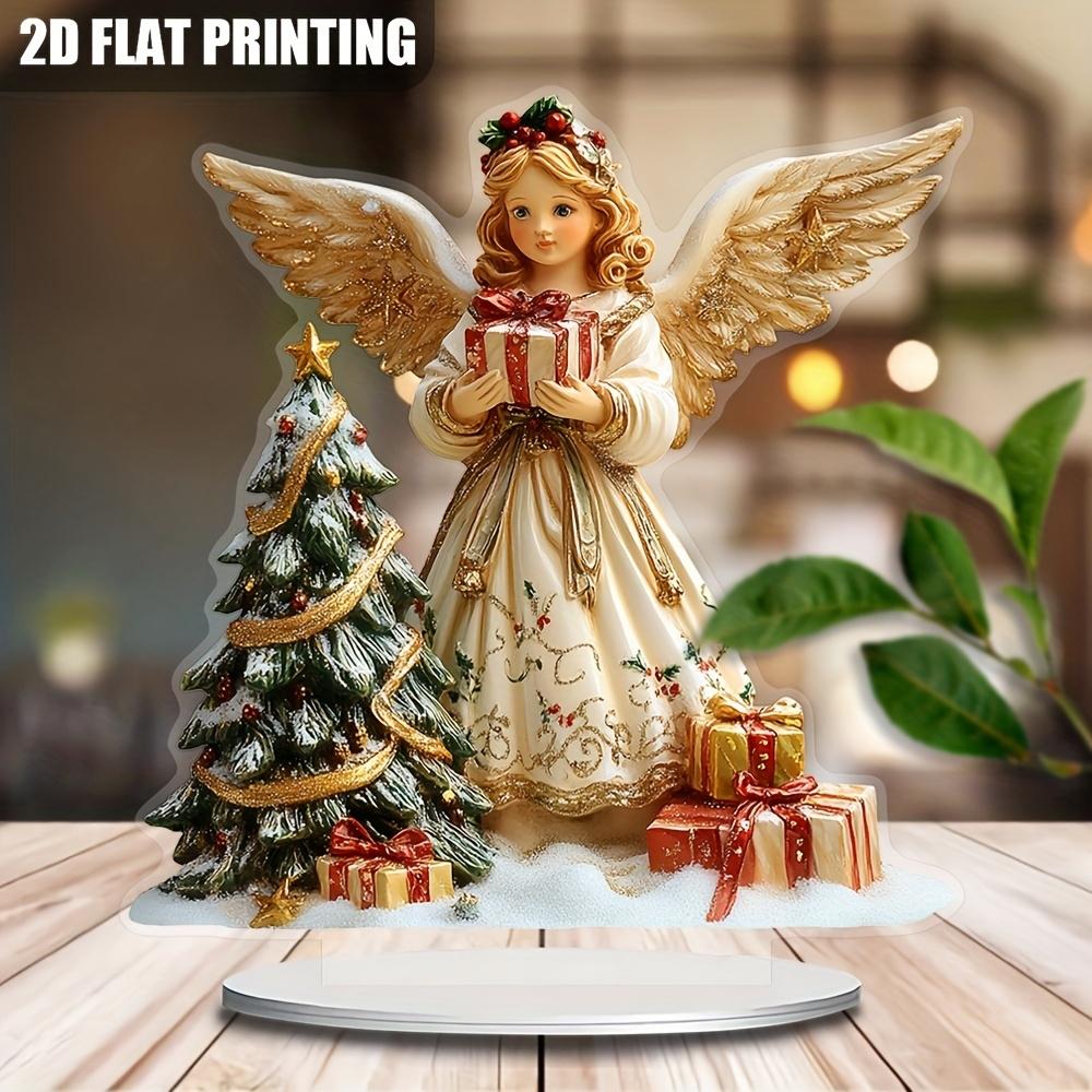 Christmas Angel Girl Acrylic Plate 7in 2D Decorative Home Office Garden Piece Multi-functional Artwork Base Gift