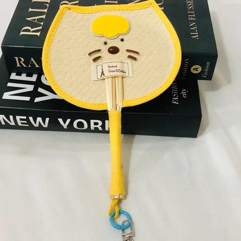 Decorative Bear Handheld Fan Cartoon Cute Summer Fan Unique Straw Woven Fans  Photography Prop
