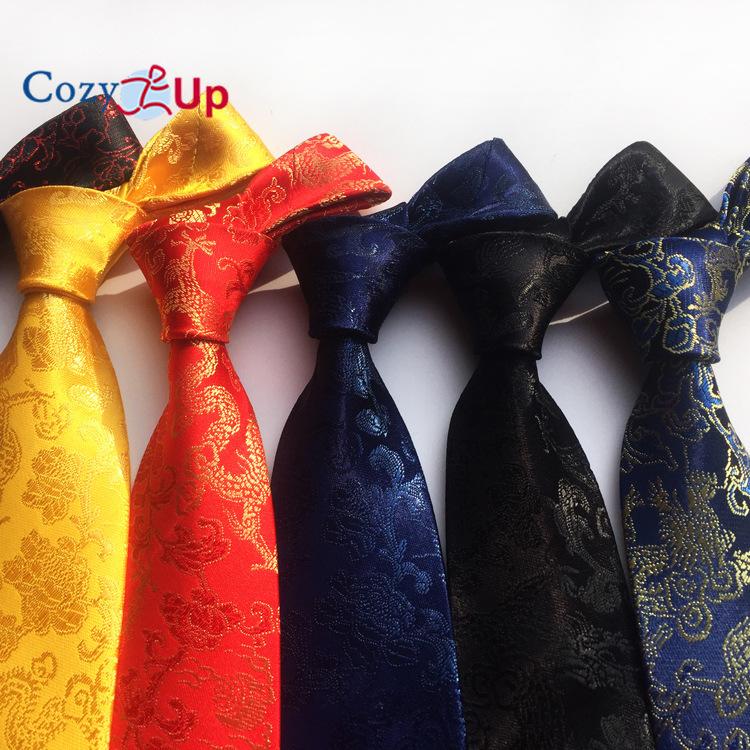 Cozy Up Men Tie Groom Best Man Chinese Dragon Pattern Casual and Fashionable 146x8x3.5cm