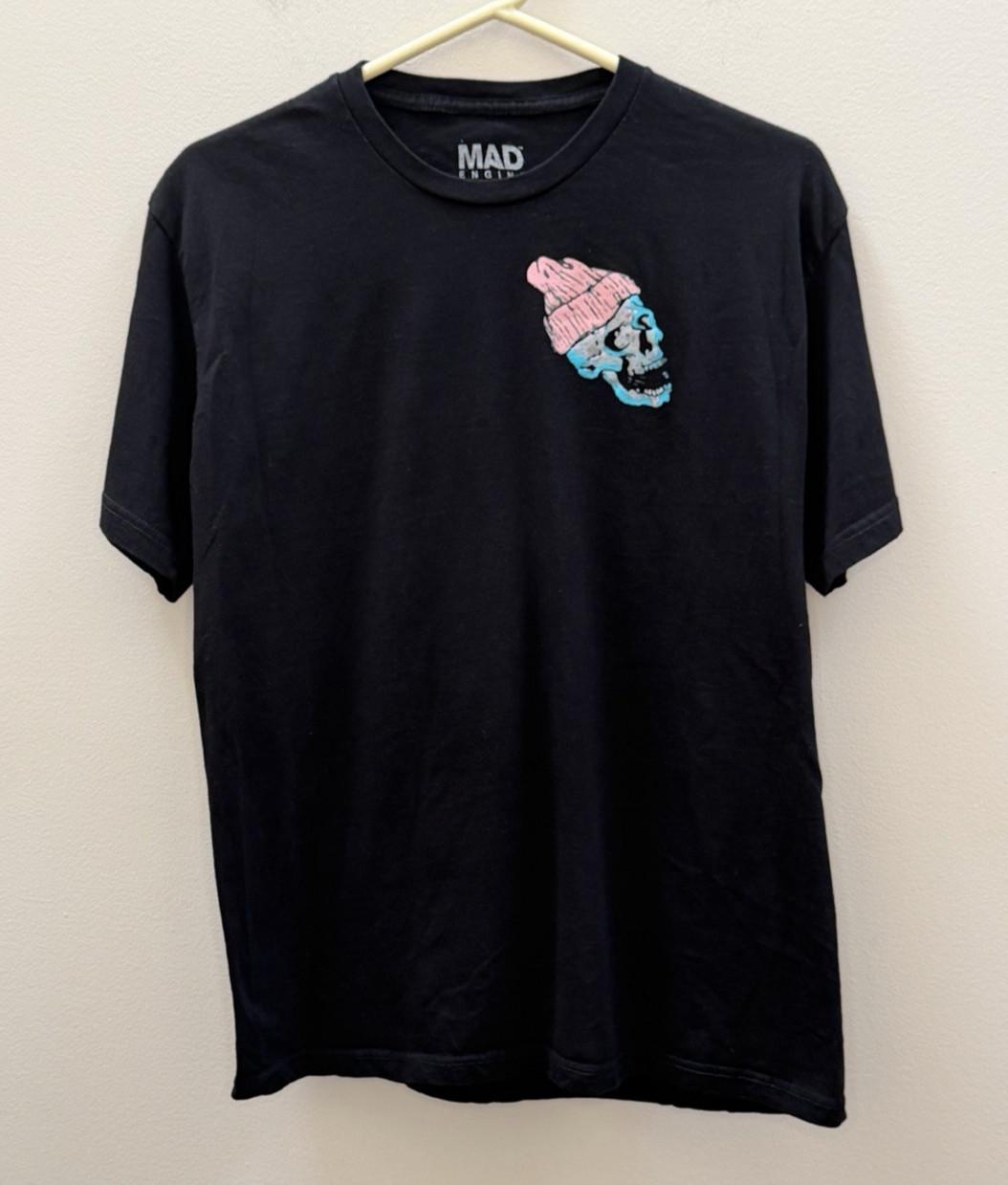 Mad Engine Skeleton T Shirt Mens Large Skateboard S/S Black 100% Cotton S разноцветный