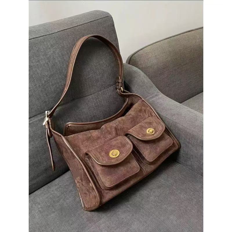 

Multi-pocket one-shoulder pillow bag, new retro literary messenger bag, casual wide shoulder strap, commuter bag for women