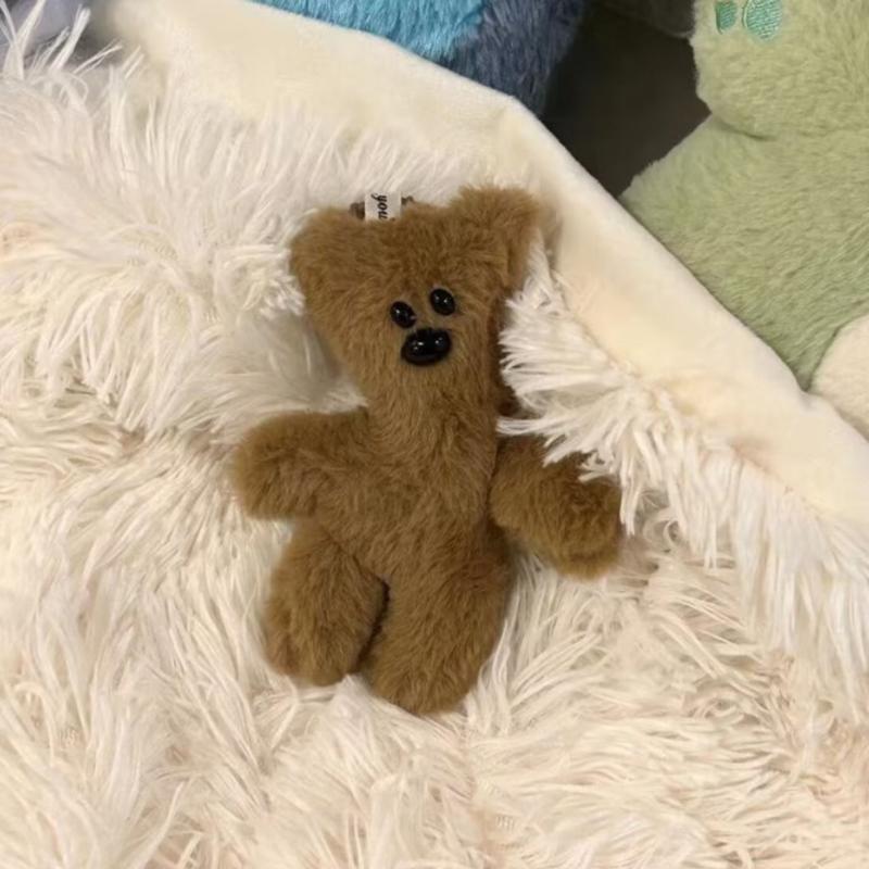 Brun plysch nyckelring gör ljud Kawaii björndocka väskhänge djur nyckelring leksak för flickor och barn väsktillbehör