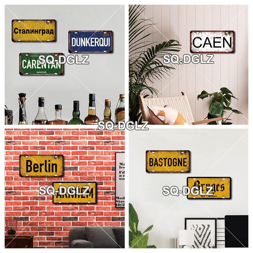 SQ-DGLZ Paris Bangde Road 15x30cm Plate Warning Tin Sign State Wall Decoration Metal Sign Home Decor Painting Plaques Art Poster