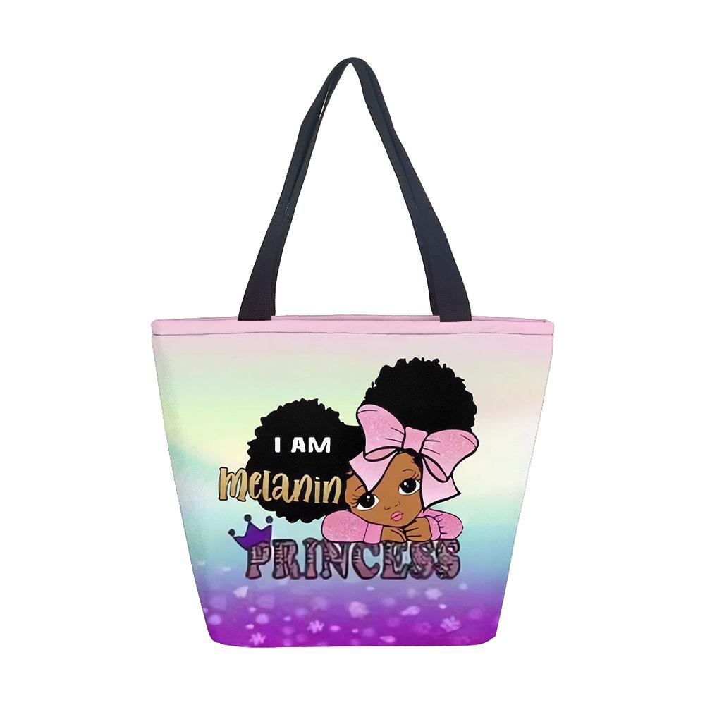 Borsa a Mano da Donna Ragazza Africana Borsa a Spalla Ragazza Borsa in Tela Stampata Tendenza Moda Borsa Tote di Grande Capacità