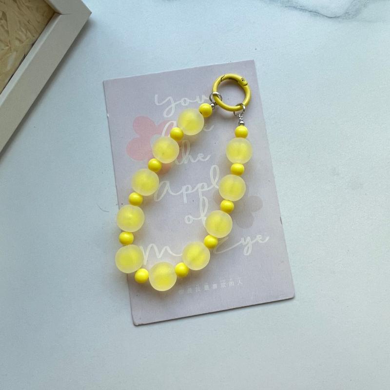 Rainbow Frosted Jelly Bead Phone Lanyard Lightweight Double Clasp Anti-Lost Wrist Strap for Daily Commute Shopping