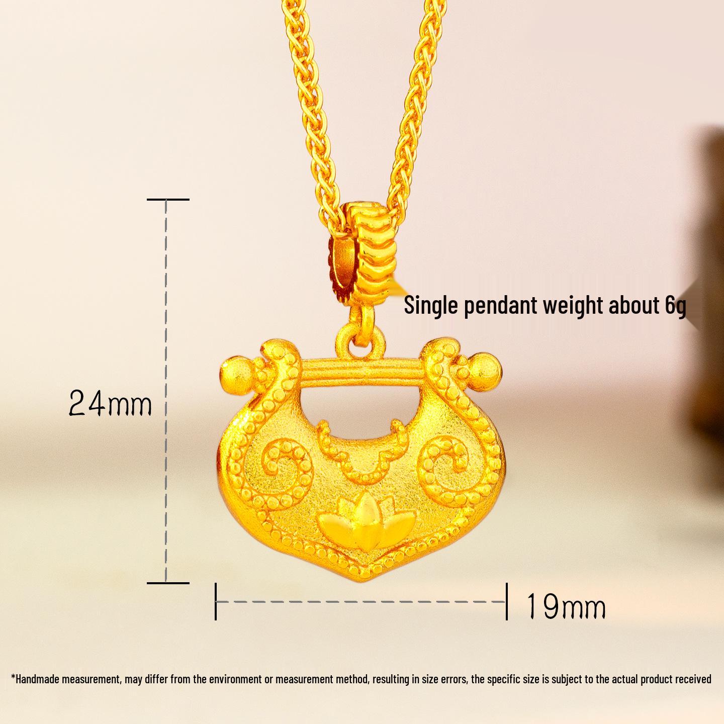 Ancient Style Sand Gold Lotus Pendant Necklace - Women s Versatile Clavicle Chain, New Chinese Style