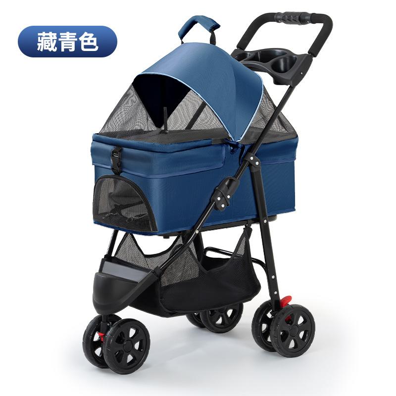

3-Wheel Pet Stroller for Dogs & Cats Detachable Folding Cart Portable Puppy Pushchair with Canopy Outdoor Travel Dogs Carrier