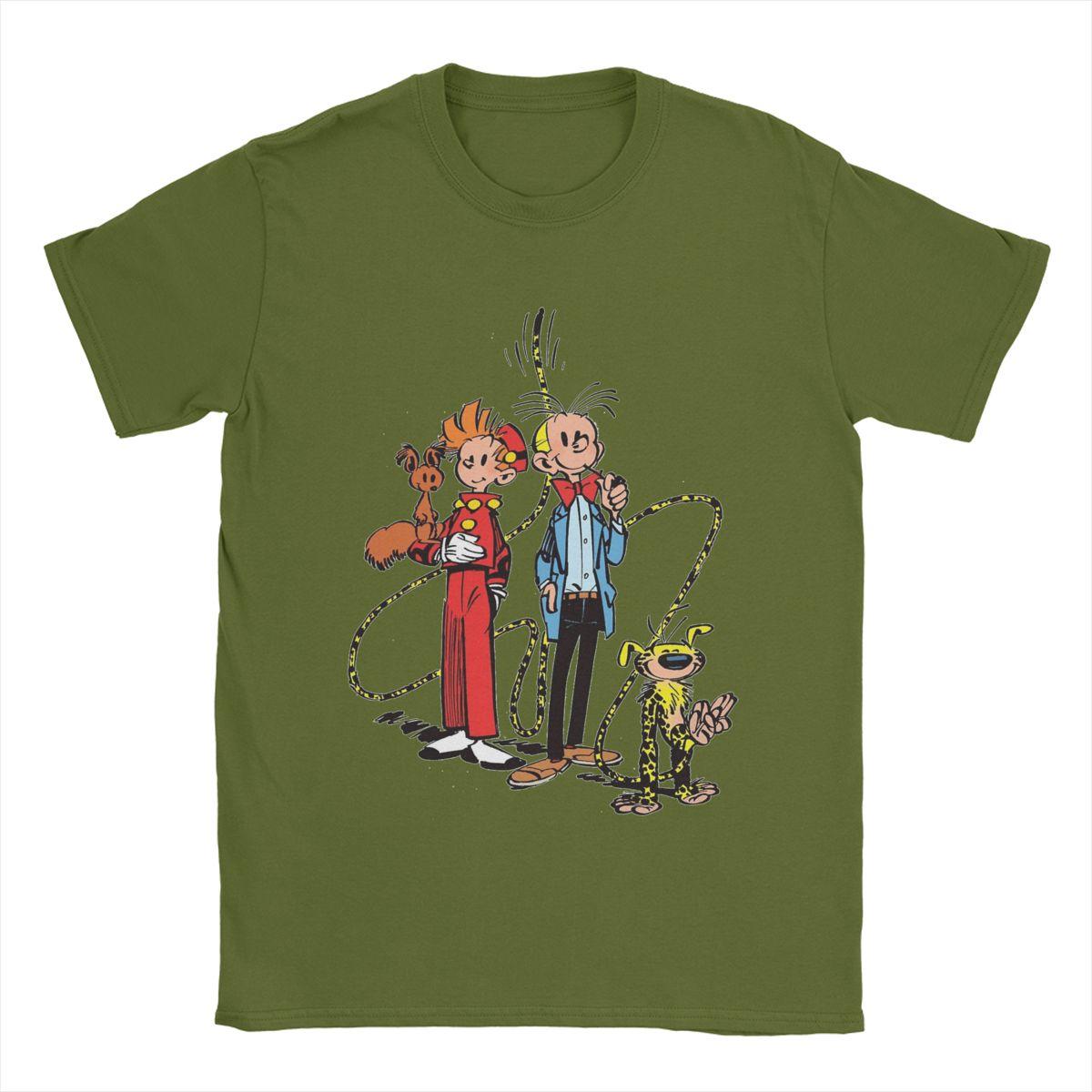 

Marsupilami & Spirou Men s T Shirts Casual Tees Short Sleeve Crew Neck T-Shirts 100% Cotton Original Clothing 4XL