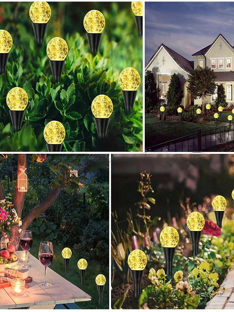 Solar LED Bubble Ball Garden Stake Light - Outdoor Decorative Lamp for Romantic Atmosphere