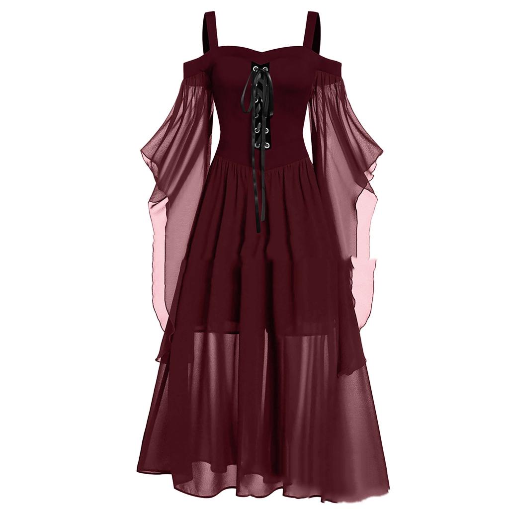 Suspensório de bruxa de Halloween vestido longo plus size com alças e vestido full swing