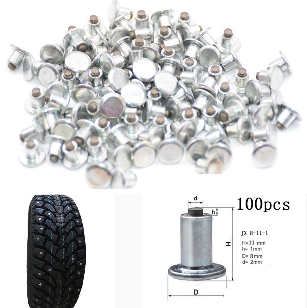 100PCS Car Bike ATV Motorcycle Tires Studs JX8-11-1 Screw in Tire Studs Durable