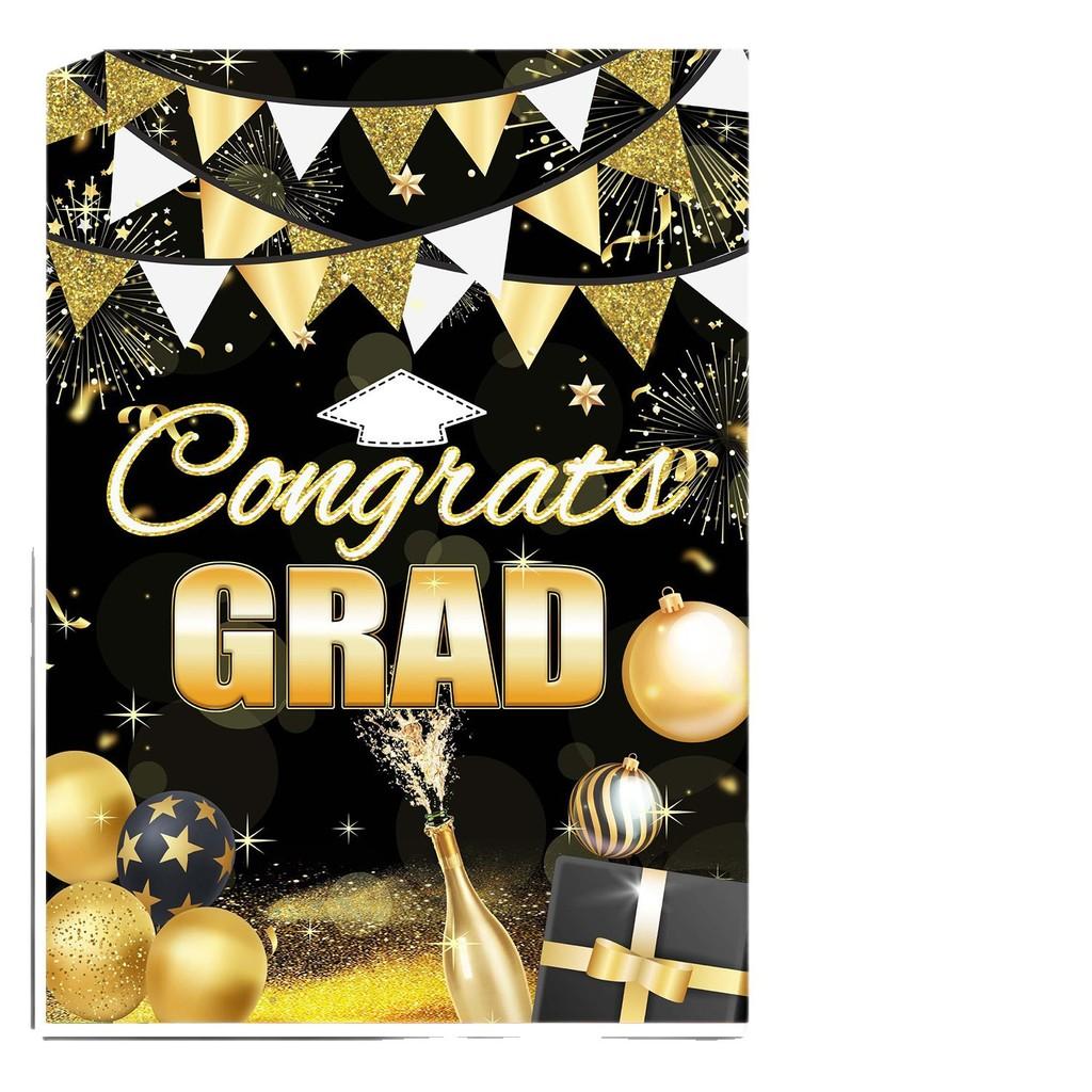 Gold Black Graduation Party Blindfold Game Poster Set Decor With Stickers
