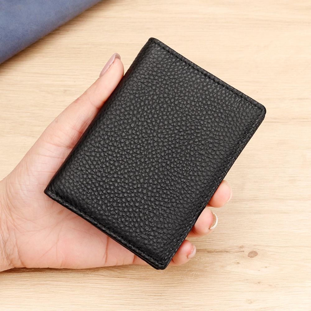 Lychee Genuine Leather Men's Card Holder Anti-magnetic RFID Credit Card Bag Ultra Thin Soft Business Card Holder for Men