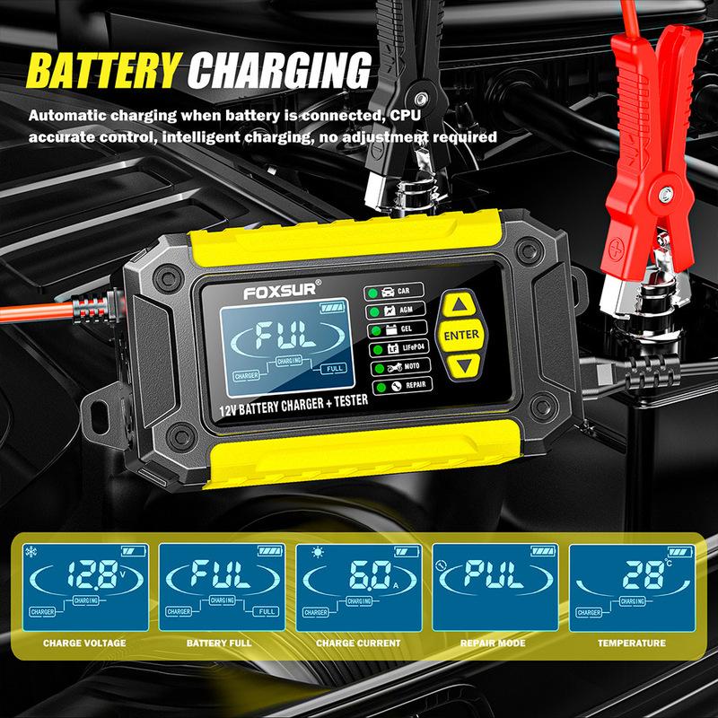2-in-1 Intelligentes Auto-Batterieladegerät Systemtester Auto Motorrad Batterieanalysator Für Blei-Säure AGM GEL Lithium LiFePo4 Batterien