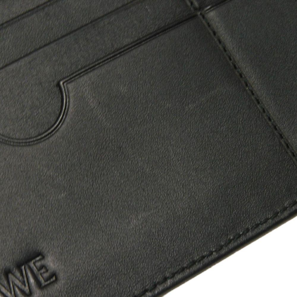Used 12695 Linen Long Horizontal Wallet 101.79.978 7940 Textured Calfskin Bifold Anagram Embossed Black Men's from