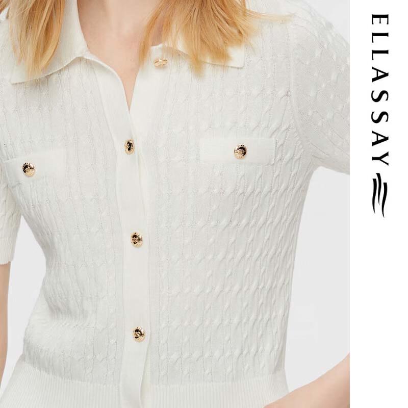ELLASSAY Women's French Style Short Sleeve Modal Knit Polo Shirt