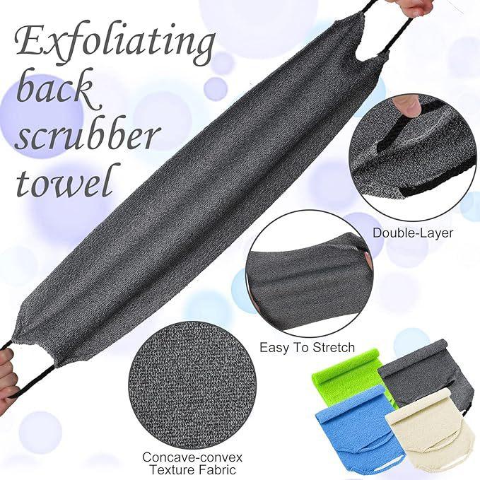Korean Exfoliating Back Scrubber, Long Stretch Bath Towel, Shower Towel for Body