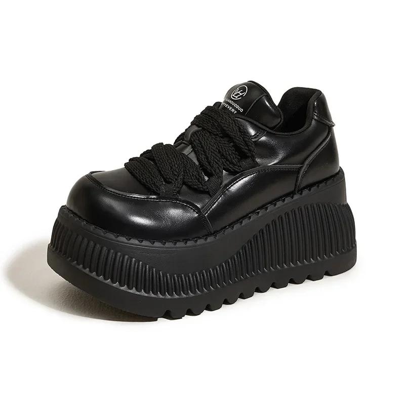 

Мода 9СМ НОВЫЙ Микрофибра Кожа Вулканизированный Летний Высокий Бренд Удобный ПАНК 2024 Весна Осень Платформа Женские Массивные Кроссовки Лоферы 39 чёрный