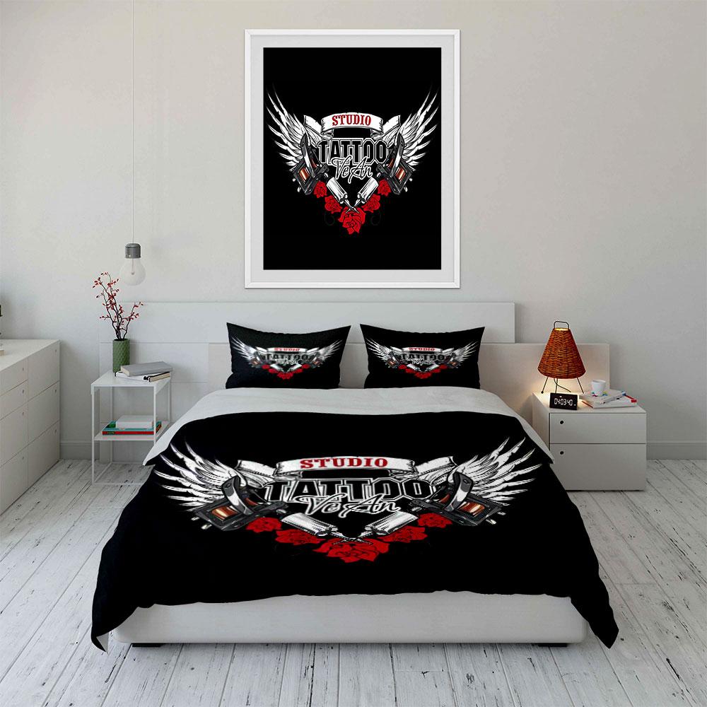 Tattoo Studio Decor Set Multiple Sizes Kid'S And Adults' Bedroom Exquisite 3Pc Bedding Set, Gift