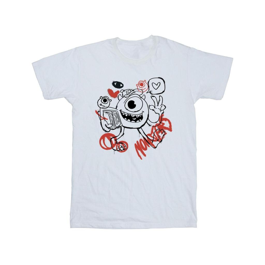 Monsters Inc Girls Mike Wazowski Graffiti Cotton T-Shirt