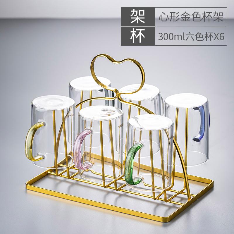 Metal Cup Holder Drain Rack Storage Tray Decorative Storage Rack Tumbler Holders Home Glass Cup Six-piece Suit Upside-down Shelf
