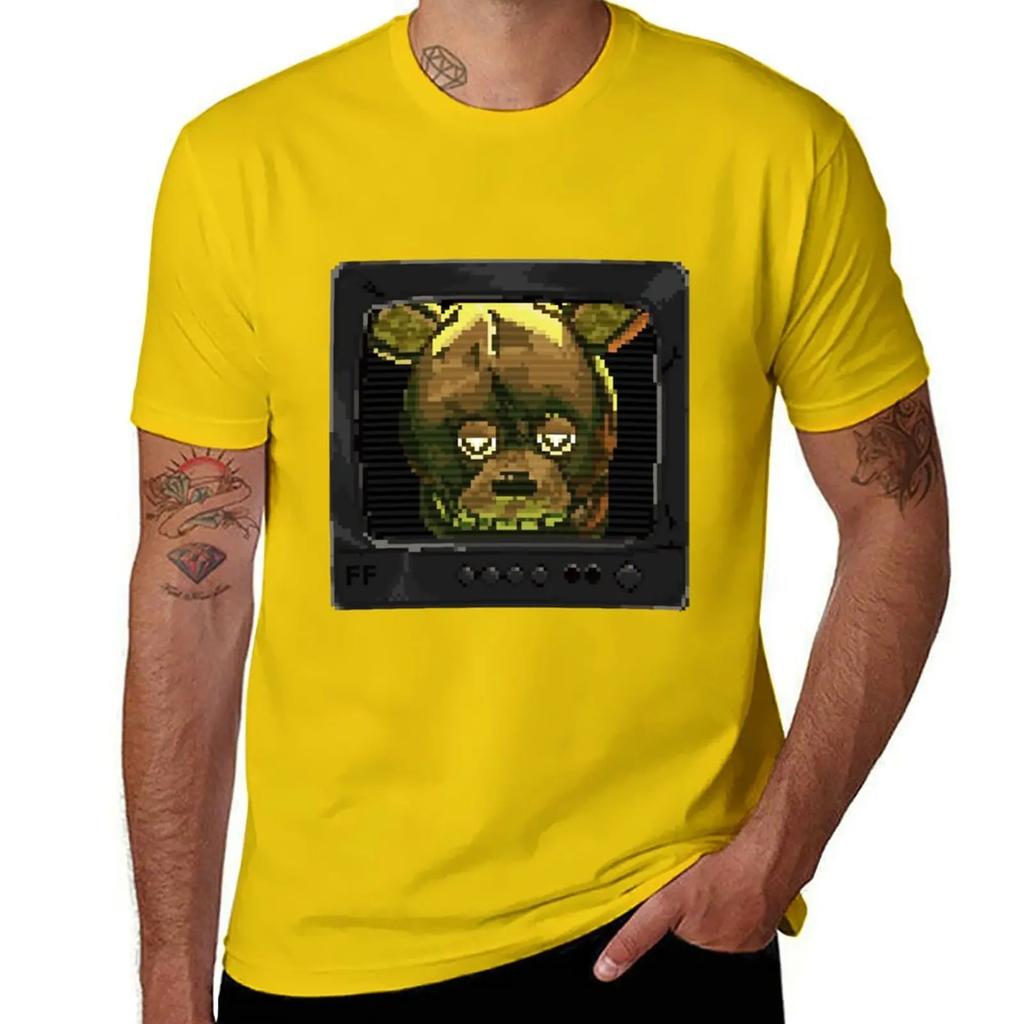 Springtrap head CCTV pixel illustration TShirt Aesthetic clothing tees quick drying Blouse shirts men graphic