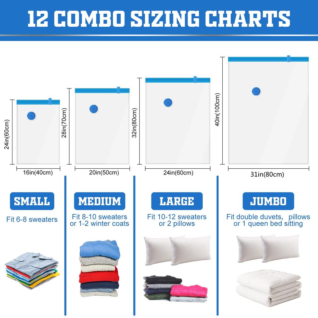 Vacuum Storage Bags Thick Clothes Organizer Quilt Blanket Duvet Down Jacket Compression Bag Household Space Saver